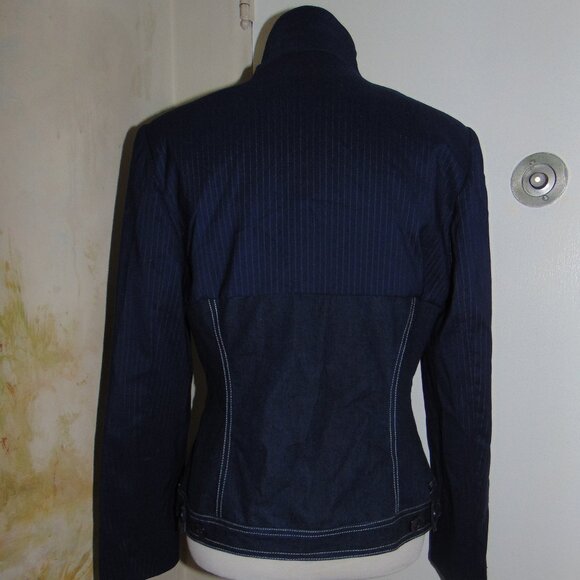 Vintage Y2K Windsor Fashions Blazer Denim & Pin Stripe Jacket Blue Fitted 13 - Picture 10 of 10